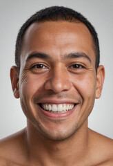 Fototapeta premium Portrait view of a regular happy smiling Tonga man, ultra realistic, candid, social media, avatar image, plain solid background