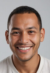 Obraz premium Portrait view of a regular happy smiling Tonga man, ultra realistic, candid, social media, avatar image, plain solid background