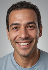 Obraz premium Portrait view of a regular happy smiling Colombia man, ultra realistic, candid, social media, avatar image, plain solid background