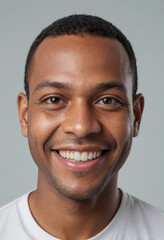 Fototapeta premium Portrait view of a regular happy smiling Suriname man, ultra realistic, candid, social media, avatar image, plain solid background