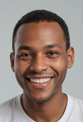 Obraz premium Portrait view of a regular happy smiling Suriname man, ultra realistic, candid, social media, avatar image, plain solid background