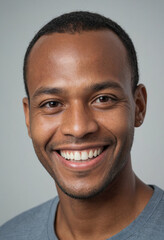 Fototapeta premium Portrait view of a regular happy smiling Suriname man, ultra realistic, candid, social media, avatar image, plain solid background