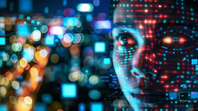 Manufacturing  Machine learning  neural network  Human-like face with circuit patterns