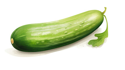 Adorable watercolor cucumber with background