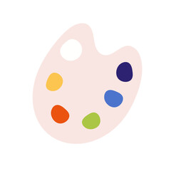 Fototapeta premium Paint palette for watercolor, gouache, oil, acrylic paint. Painting supplies, color palettes. Hand drawn Vector illustration isolated on white background in flat style