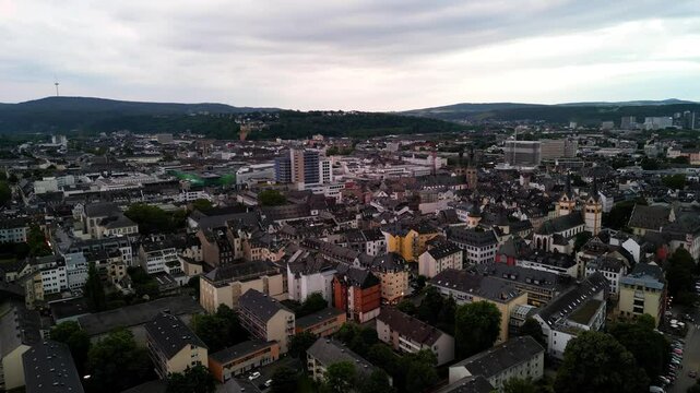 Koblenz - Flug &uuml;ber die Innenstadt.