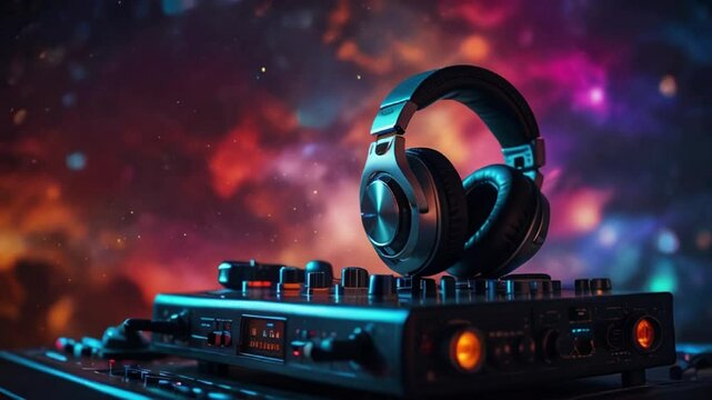 Ultra minimal free video of dj in the nightclub with space with colorful lights HD resolution with hyper realistic 4K Background.