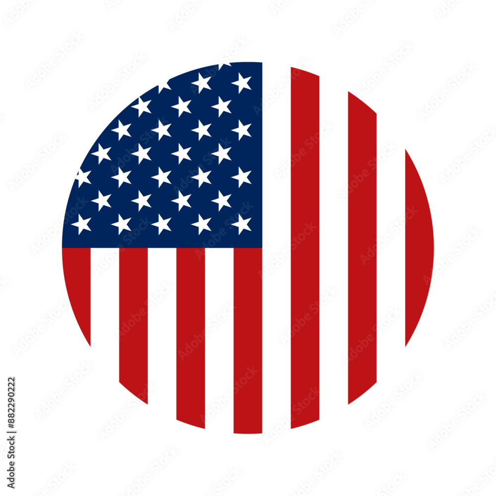 Wall mural Round United States flag icon