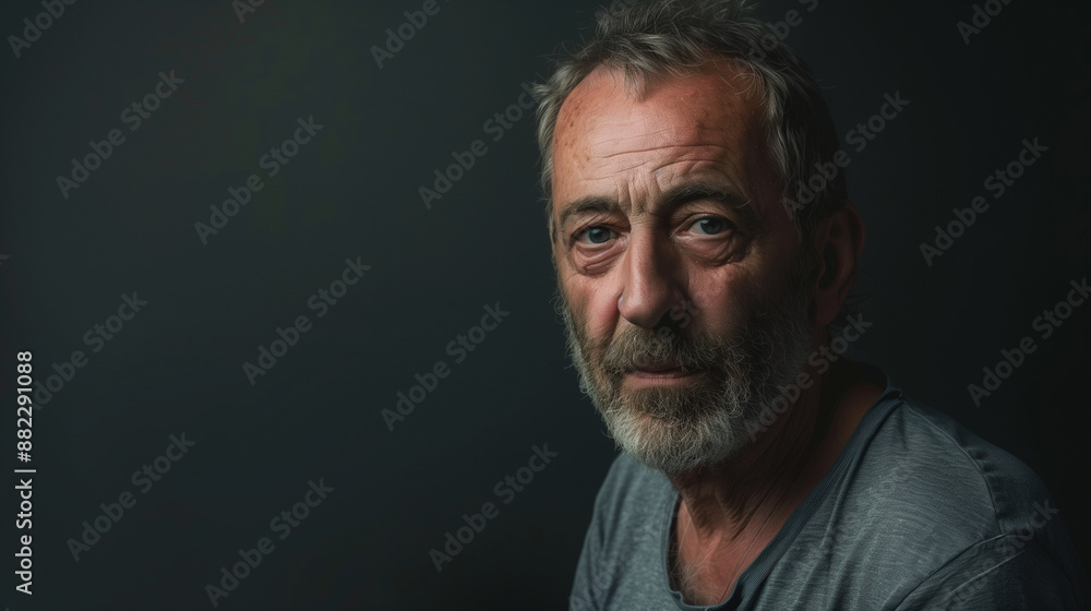 Wall mural portrait of a man in grey shirt