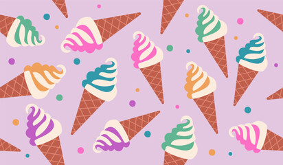 Cute ice cream pattern background vector design
