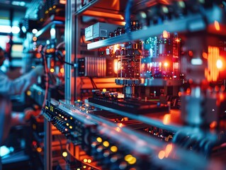 Detailed photograph of a quantum computing research facility, with scientists conducting experiments on quantum processors and exploring the potential of quantum algorithms.