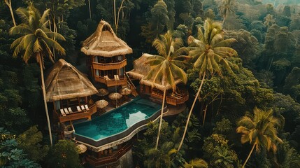 Luxurious jungle treehouse villa with private infinity pool