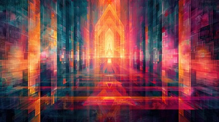 Geometric shapes forming an intricate digital pattern