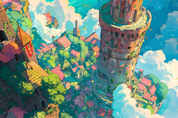 Fototapeta premium View from the top of a high tower