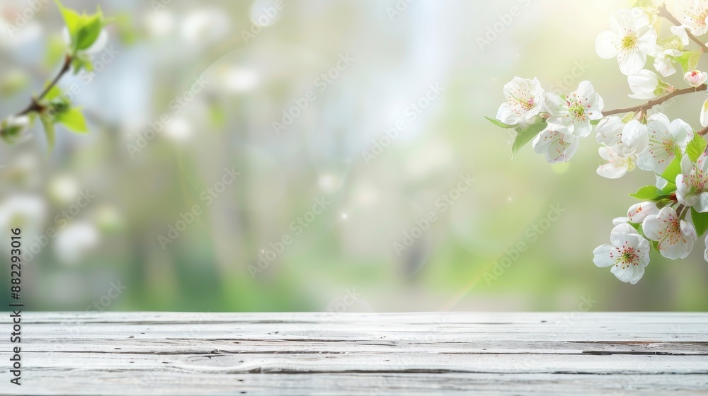 Poster a white background with a tree and a branch with flowers