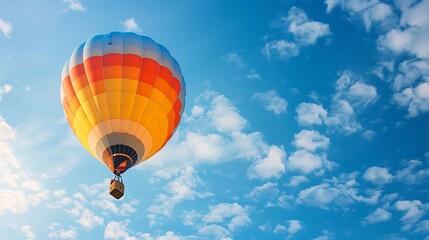 Fototapeta premium Hot air balloon in flight hot air balloon flying in the sky under side view