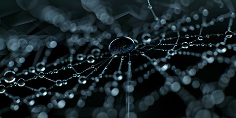 Spider web with water droplets