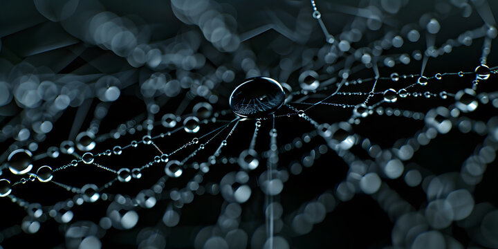 Spider web with water droplets