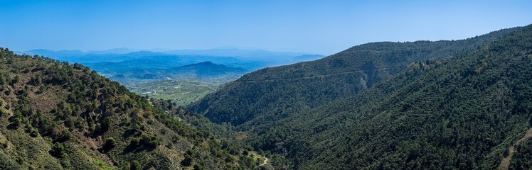 Hiking trail to waterfalls over river Caballos, Sierra de la Nieves National Park in Tolox, Malaga, Spain