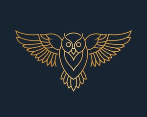 Obraz premium Line Owl. Simple Flying Owl Logo Design with Geometric Shapes