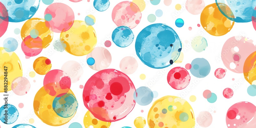 Poster a colorful background with many small circles of different colors. the circles are all different siz