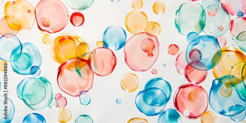 Poster A colorful background with many small circles of different colors. The circles are all different sizes and are scattered throughout the background. Scene is playful and fun, with the bright colors