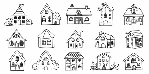Fototapeta premium Charming house collection with whimsical architectural designs