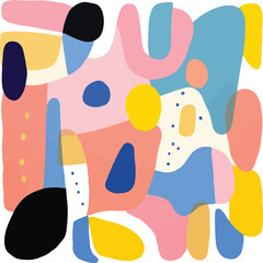 Fototapeta premium Trendy and colorful abstract liquid and organic shape graphic element doodle art for print, and pattern.