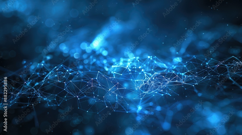 Aufkleber glowing blue lines forming a dynamic data network