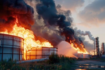 Gas Spill Emergency: Conflagration in Oil Tank Farm Ignites Gasoline Plant
