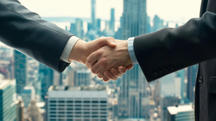 Two business men making an agreement by shaking hands