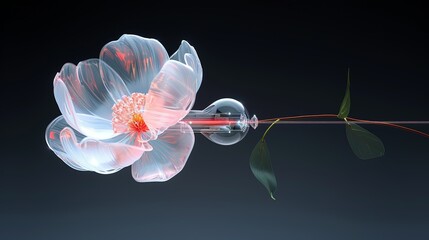 Digital art depicting the integration of abstract space elements, advanced technology, and beautiful flowers to showcase the unity of science, innovation, and nature Illustration, Image, sci,