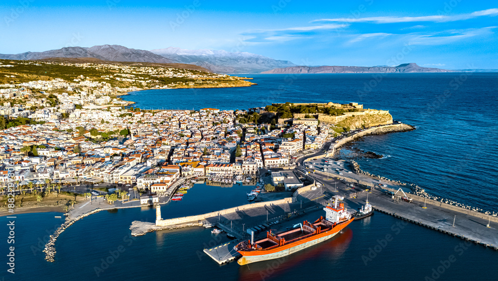 Wall mural aerial view of the city of rethymno, crete, greece