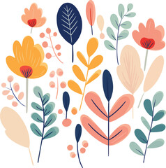 Vibrant color floral vector illustration for print, wallpaper, clipart, and wall art for home decoration.