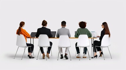 Diverse group of business people around a conference table, highlighting the synergy of teamwork, ethical values, and environmental considerations in driving profitable business practices
