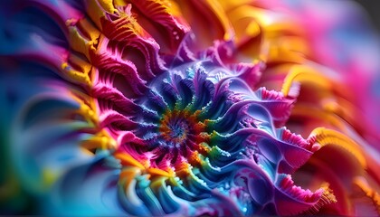 Abstract rainbow fractal pattern in vibrant colors, close-up macro shot. Generative AI