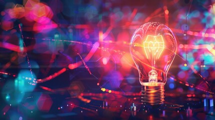 Glowing Lightbulb with a Bokeh Background