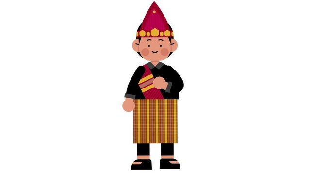 Bataknese character explain using gesture Loop Animation for event or education video