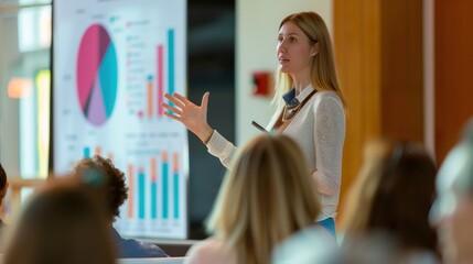 Businesswoman Presenting Data During a Meeting