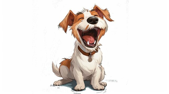 Happy cartoon style jack russell terrier dog on white background