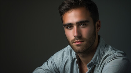 Fototapeta premium portrait of a man in grey shirt