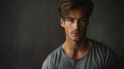 Fototapeta premium portrait of a man in grey shirt
