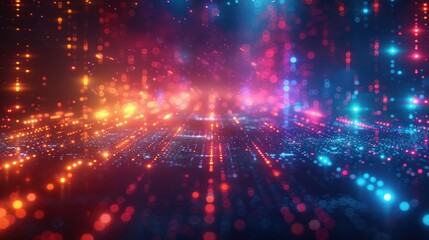 Obraz premium Abstract Digital Art with Glowing Lights and Bokeh Effect