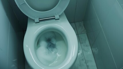 Toilet Bowl Flushing in Bathroom