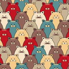 Seamless print pattern wallpaper background with nice cute lovely cats kittens art decor design for textile paper pack etc