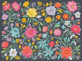 seamless pattern with flowers,Ai generated 