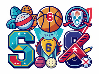 Dynamic Sports Icons and Logos - Football, Shields, Balls, Birds, and Team Symbols Collection in Vector Graphics, Sports icons and logos, football icons set, set of shields, set of sports icons, eggs 
