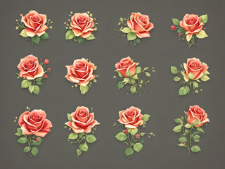 set of roses,Ai generated 