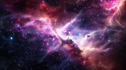 Naklejka premium Colorful nebula in deep space with bright stars and galaxies