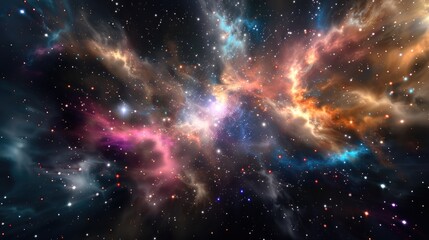 Fototapeta premium Colorful nebula in deep space with scattered stars